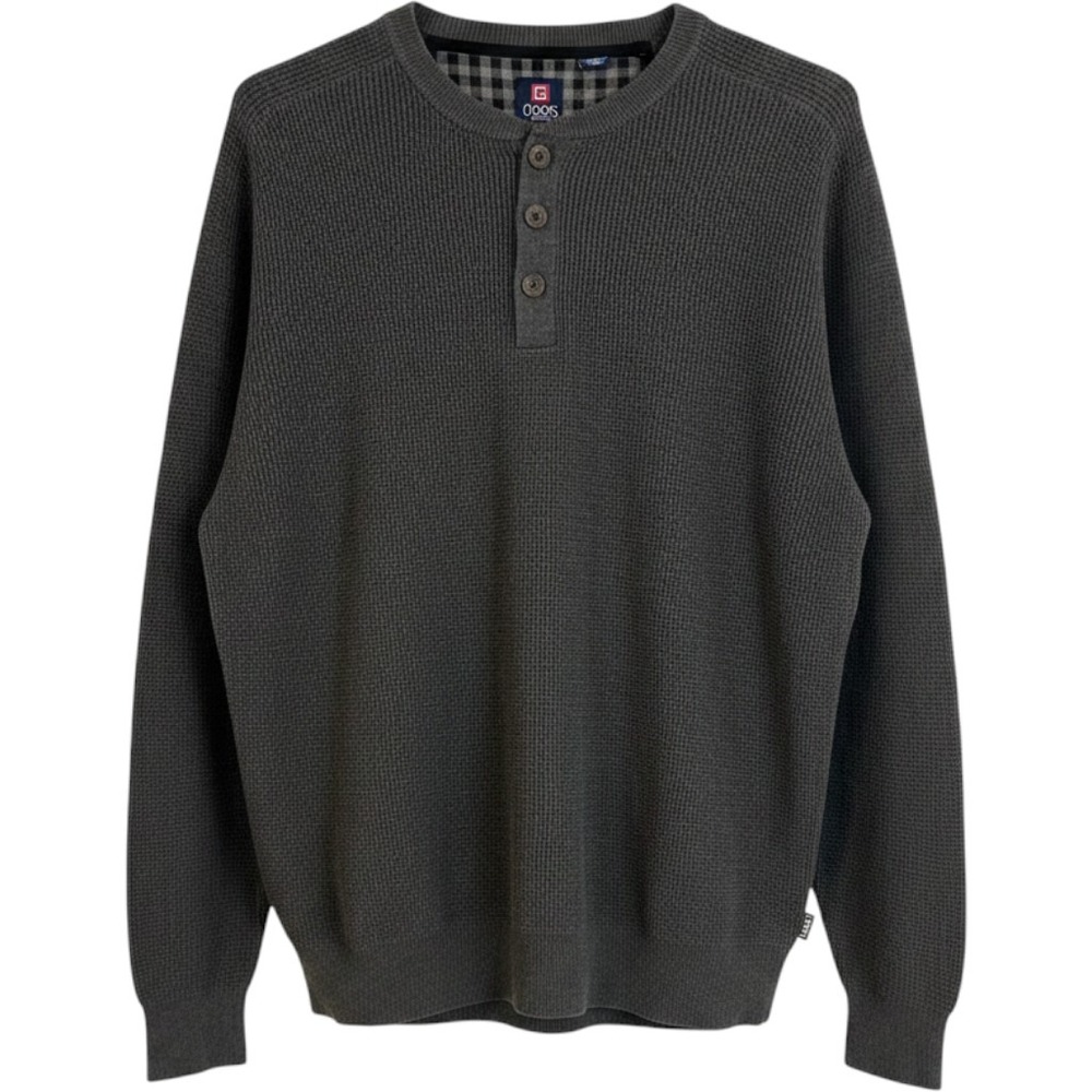 Chaps Mens XXL Charcoal Grey Waffle Knit Henley Sweater New With Tags NWT